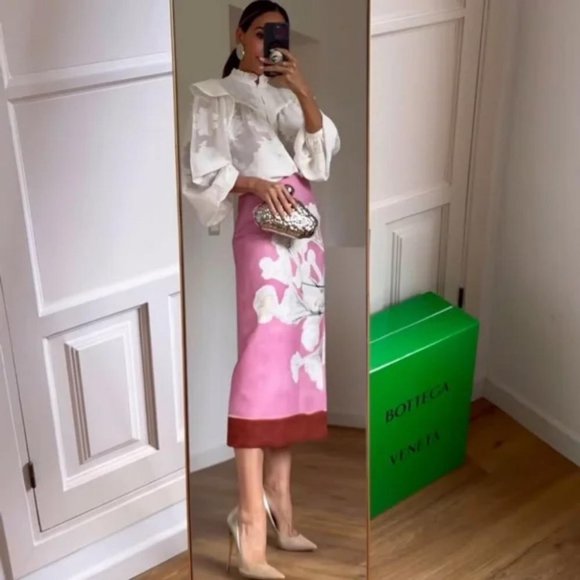 ZARA ZW COLLECTION LINEN BLEND PENCIL SKIRT - Picture 2 of 6